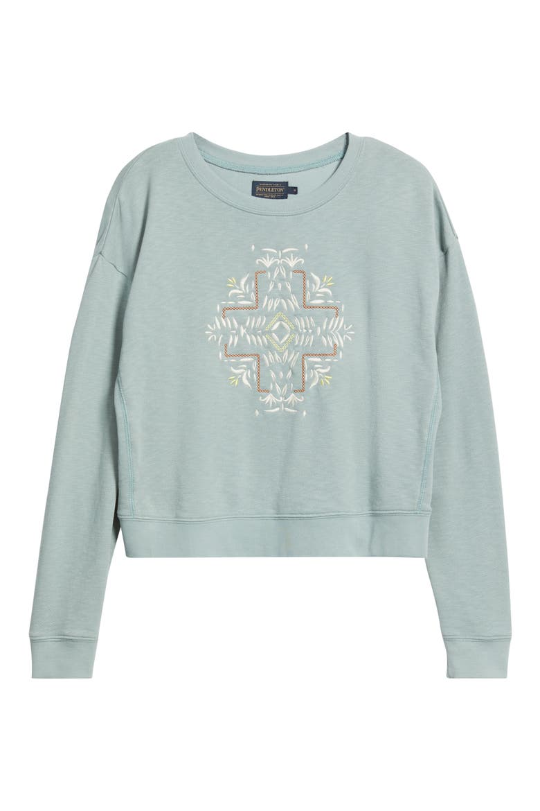 Embroidered Cotton Sweatshirt, Alternate, color, SAGE