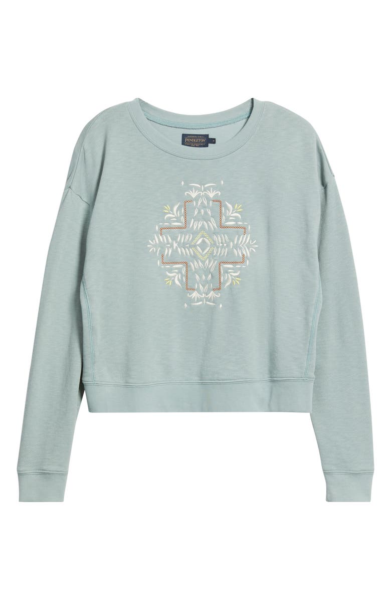 Pendleton Embroidered Cotton Sweatshirt, Alternate, color, Sage