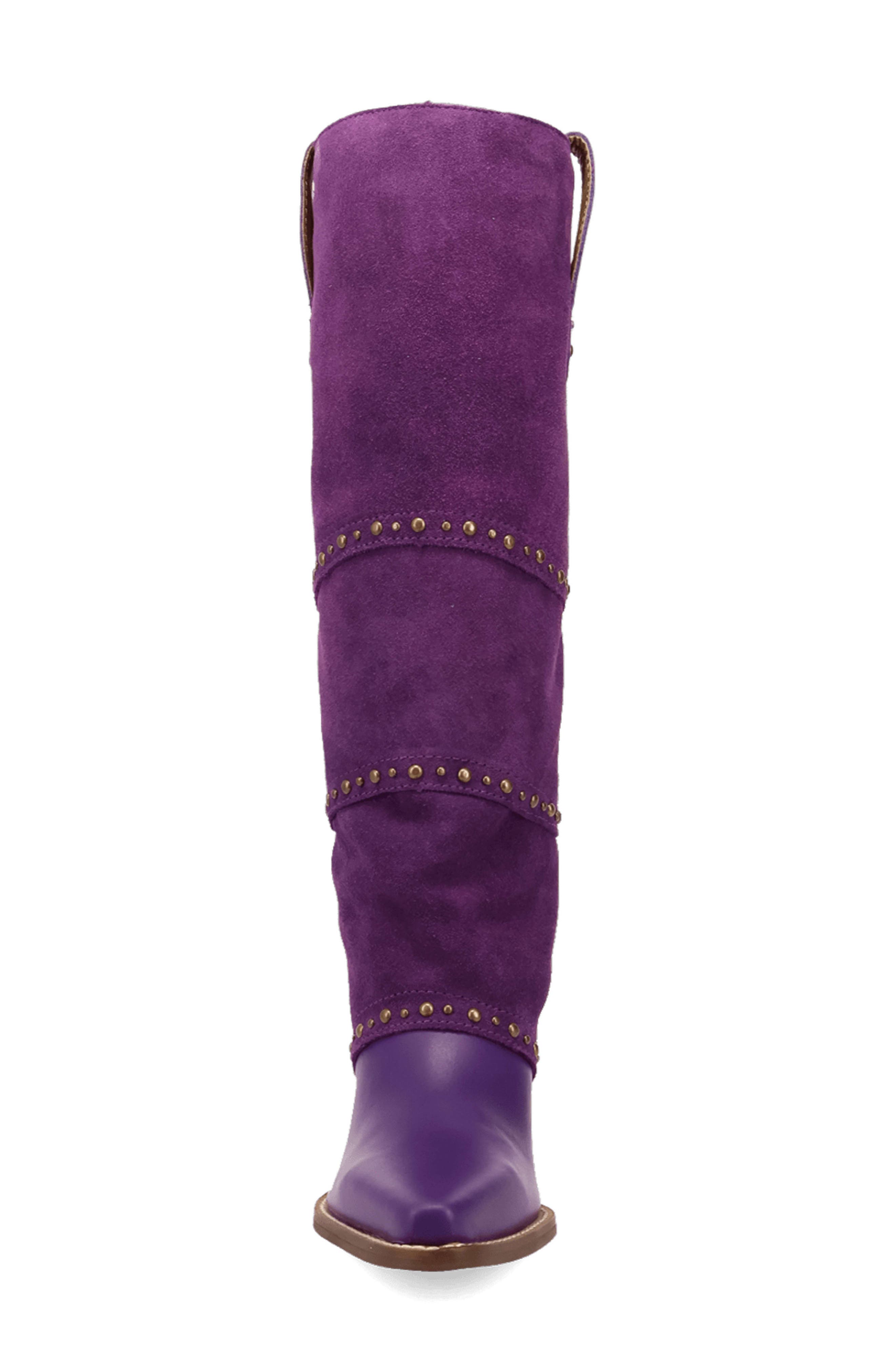 Texani Studded Knee High Boot, Alternate, color, PURPLE