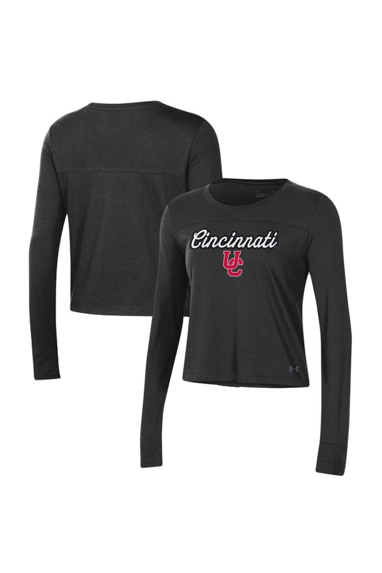 Women's Under Armour Black Cincinnati Bearcats Vault Cropped Long Sleeve T-Shirt, Alternate, color, Black
