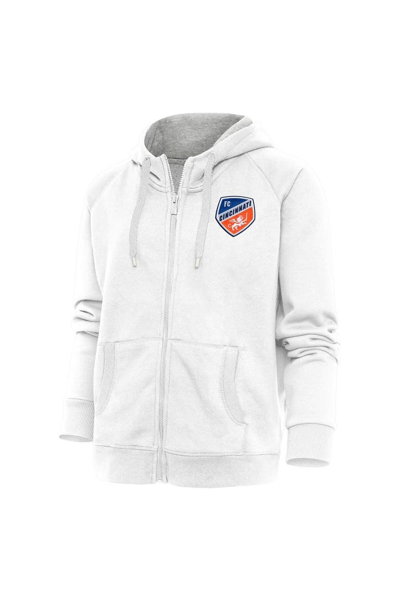 Women's Antigua White FC Cincinnati Logo Victory Full-Zip Hoodie, Main, color, White