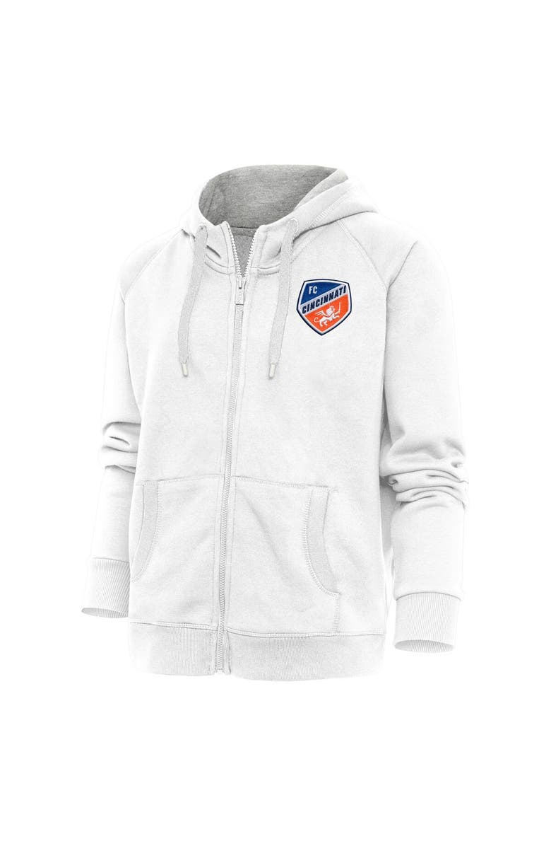 ANTIGUA Women's Antigua White FC Cincinnati Logo Victory Full-Zip Hoodie, Main, color, White