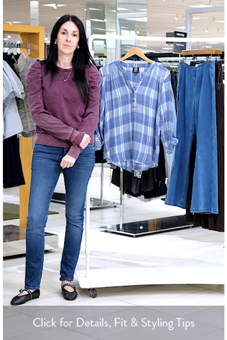 Roll Sleeve Plaid Top video