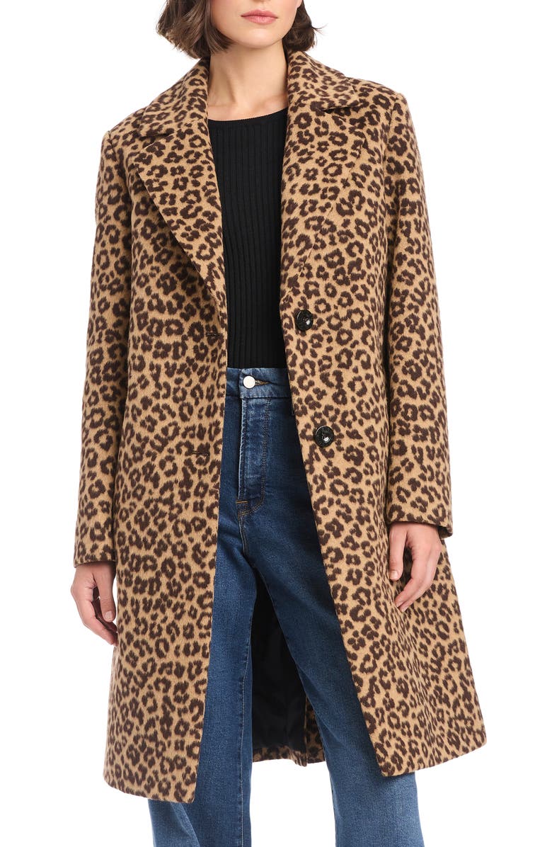 Vince Camuto Leopard Print Coat, Main, color, Leopard