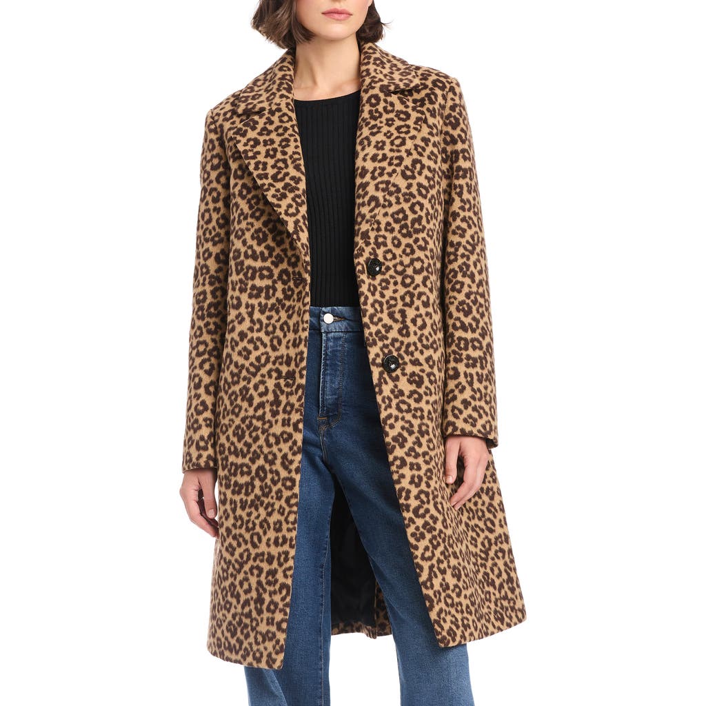 Vince Camuto Leopard Print Coat In Brown