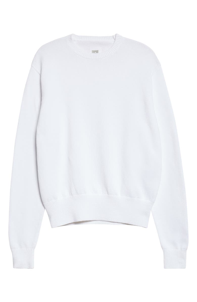 TOTEME Classic Organic Cotton Crewneck Sweater, Main, color, Optic White
