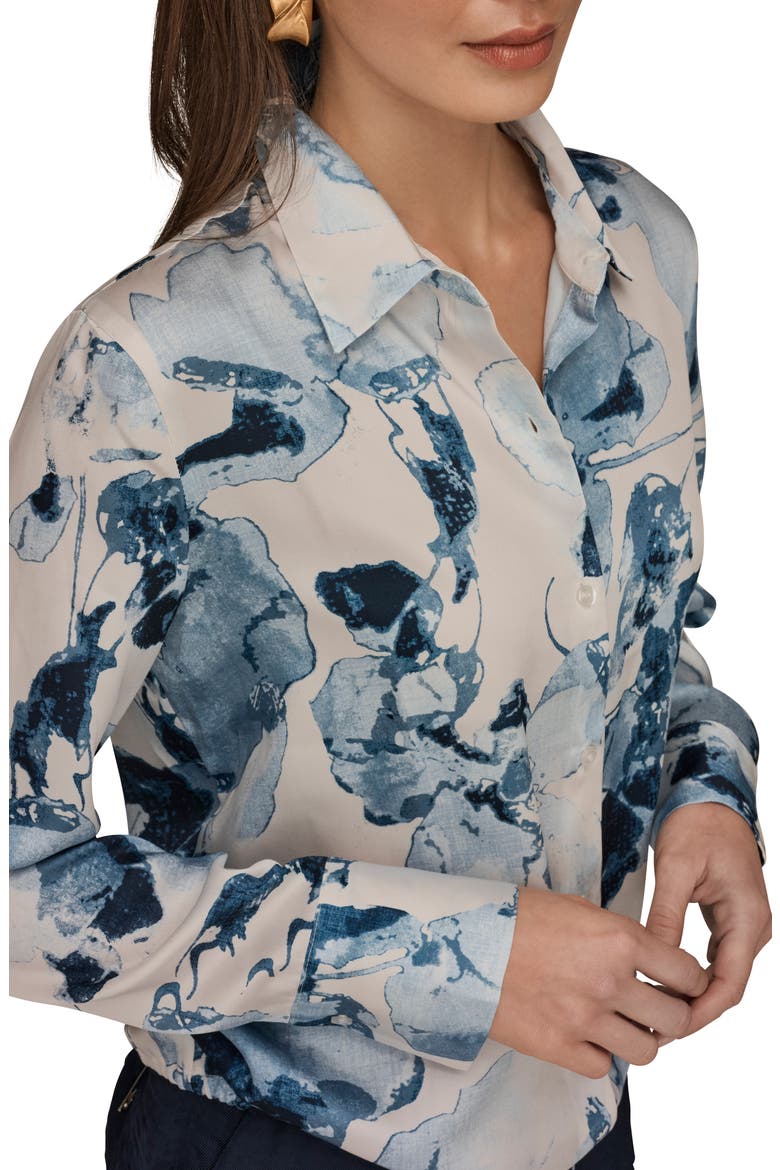 Drawstring Hem Long Sleeve Shirt, Alternate, color, SEA MIST MULTI