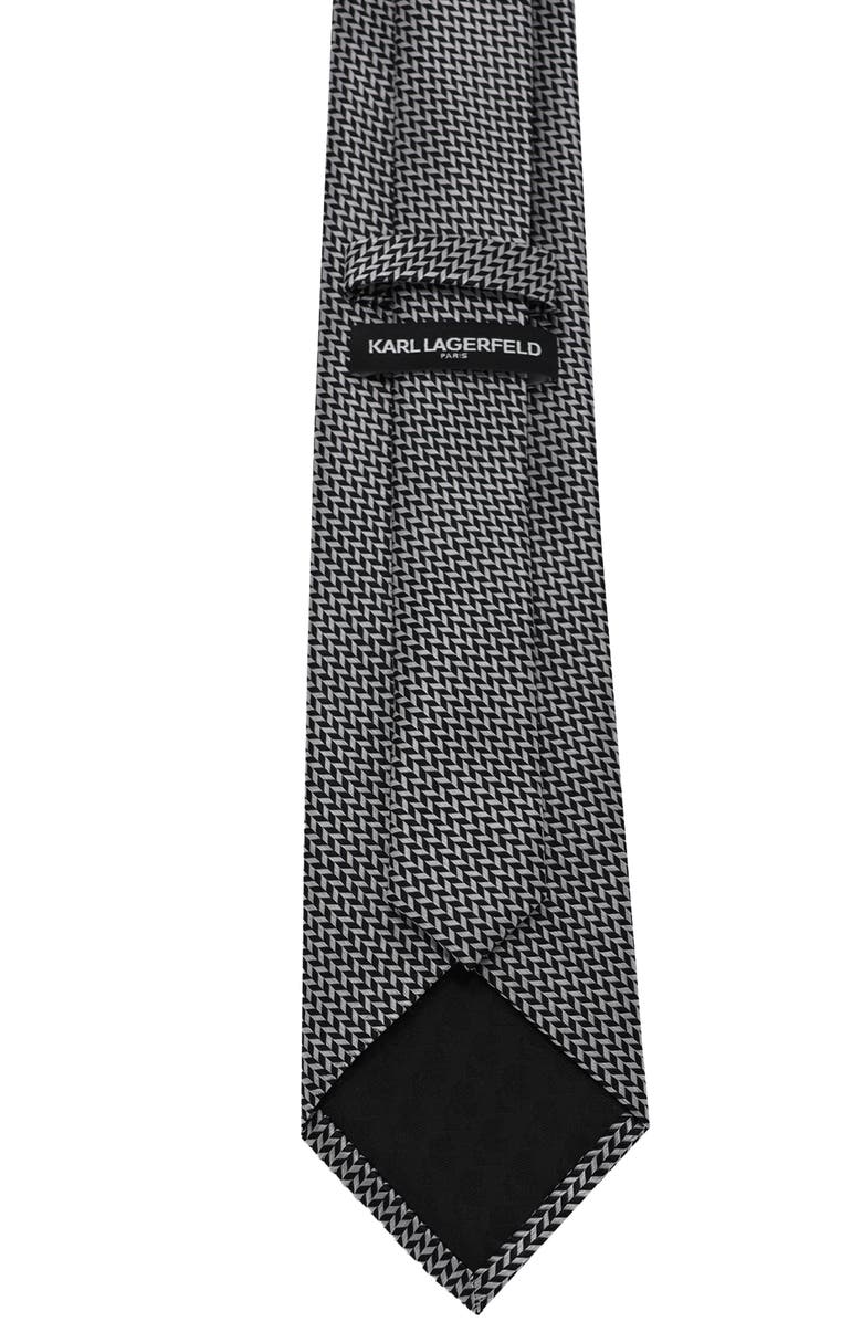 KARL LAGERFELD PARIS Herringbone Print Tie, Alternate, color, Black/ White