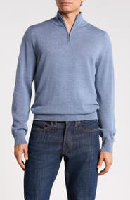 Nordstrom Washable Merino Wool Quarter Zip Sweater