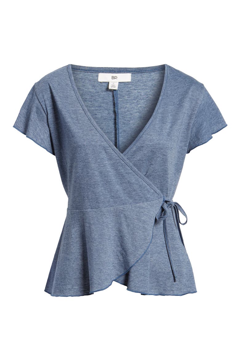 Wrap Peplum Tee, Alternate, color, NAVY PEACOAT
