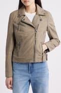 MAURITIUS Misty Star Back Detail Leather Moto Jacket