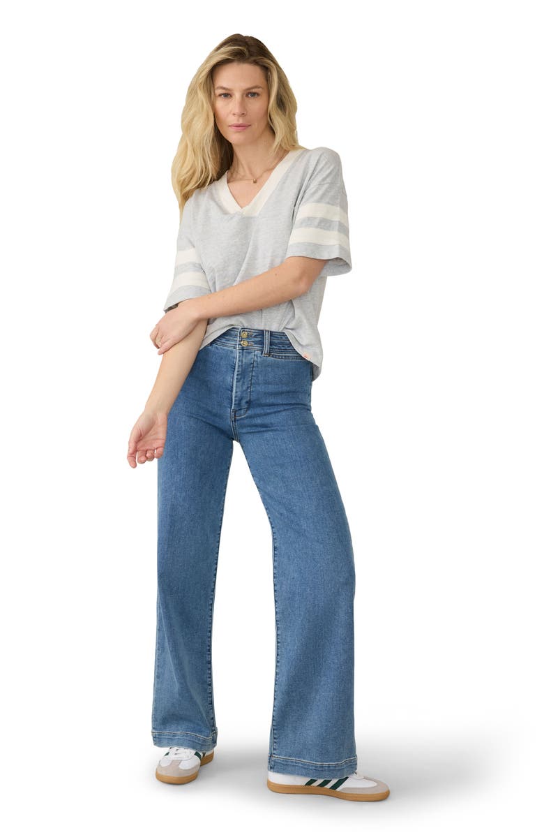 Faherty Varsity Stripe Organic Cotton T-Shirt, Alternate, color, Grey Varsity