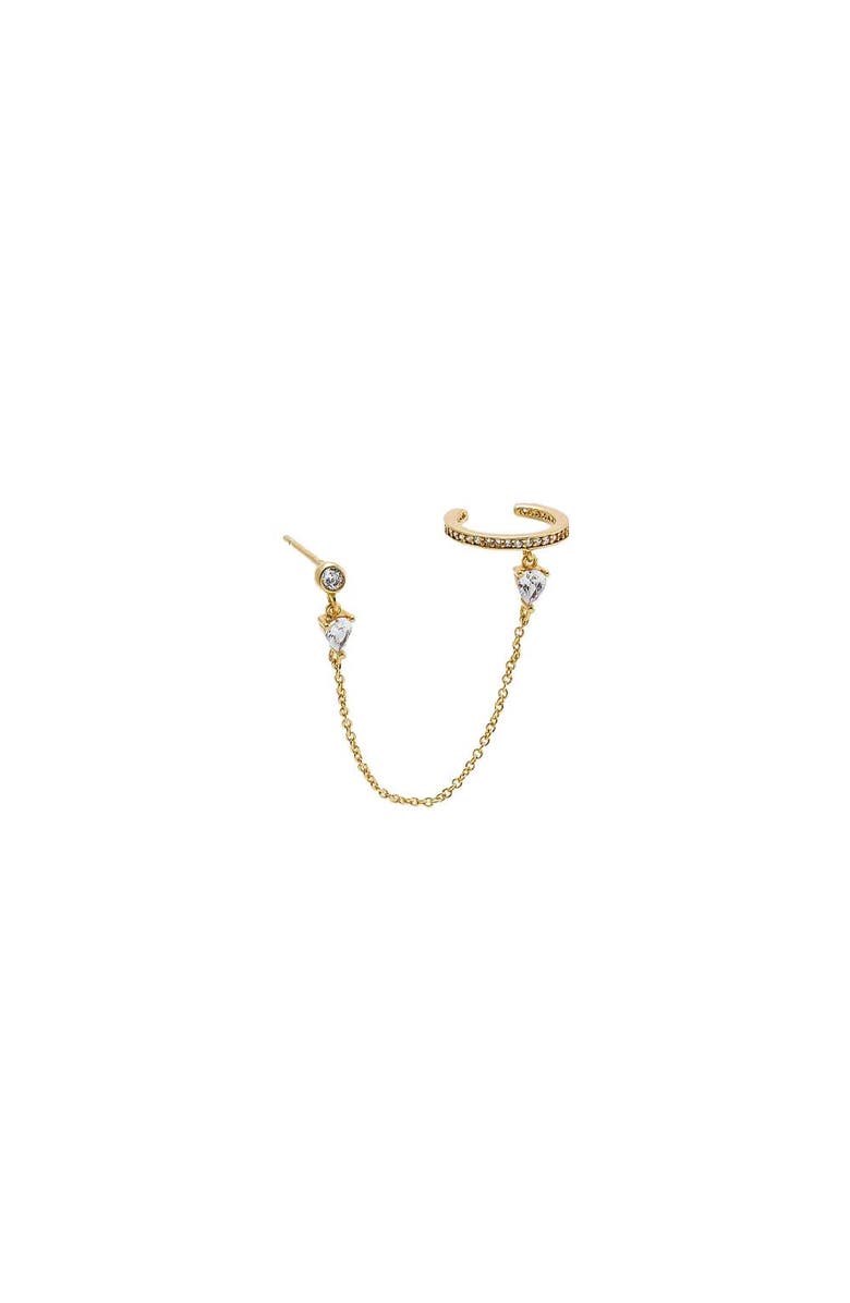 BY ADINA EDEN CZ Dainty Chain Stud X Ear Cuff, Main, color, Gold