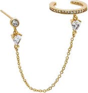 BY ADINA EDEN CZ Dainty Chain Stud X Ear Cuff