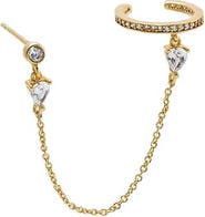 BY ADINA EDEN CZ Dainty Chain Stud X Ear Cuff