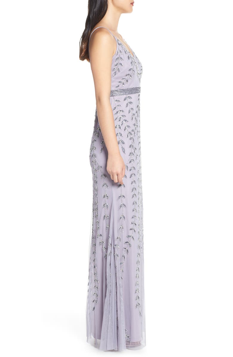 Adrianna Papell Vine Motif Beaded Evening Dress, Alternate, color,