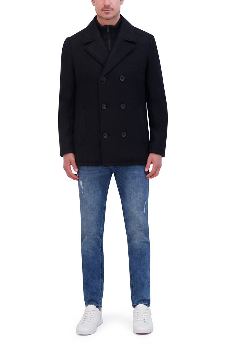 Kenneth Cole New York Bouclé Wool Blend Peacoat, Alternate, color, 