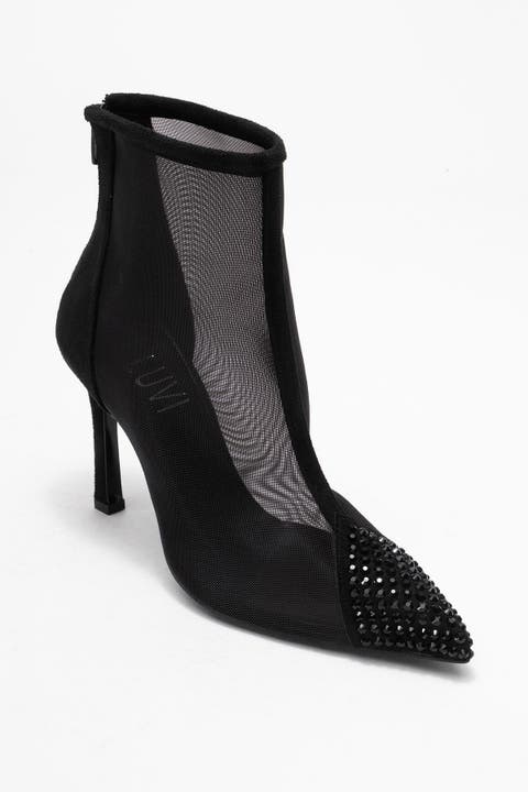 Farella Mesh Embellished Back-Zip Bootie