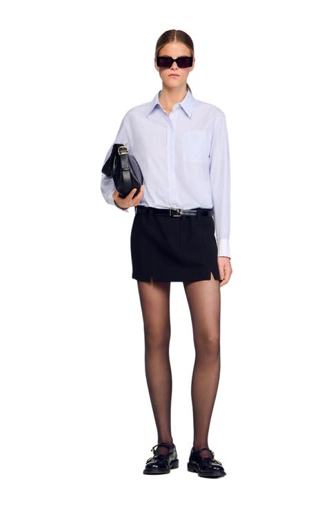 Short dress with dual materials