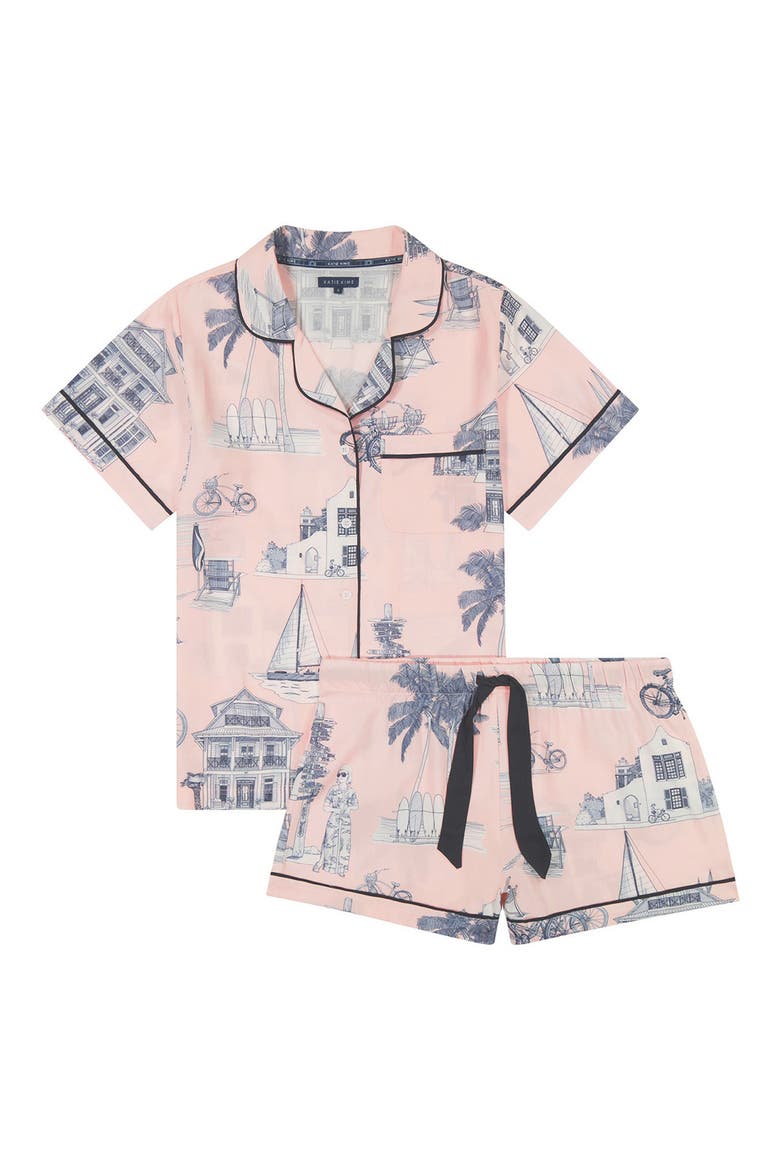 Florida Toile Short Pajamas, Alternate, color, PINK