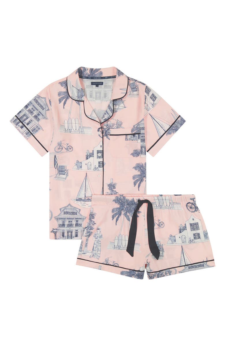 Katie Kime Florida Toile Short Pajamas, Alternate, color, Pink