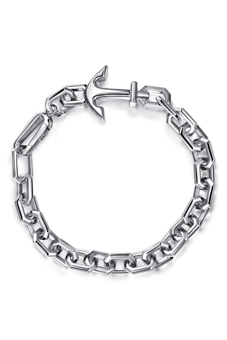 Men's Anchor Link Bracelet, Main, color, STERLING SILVER