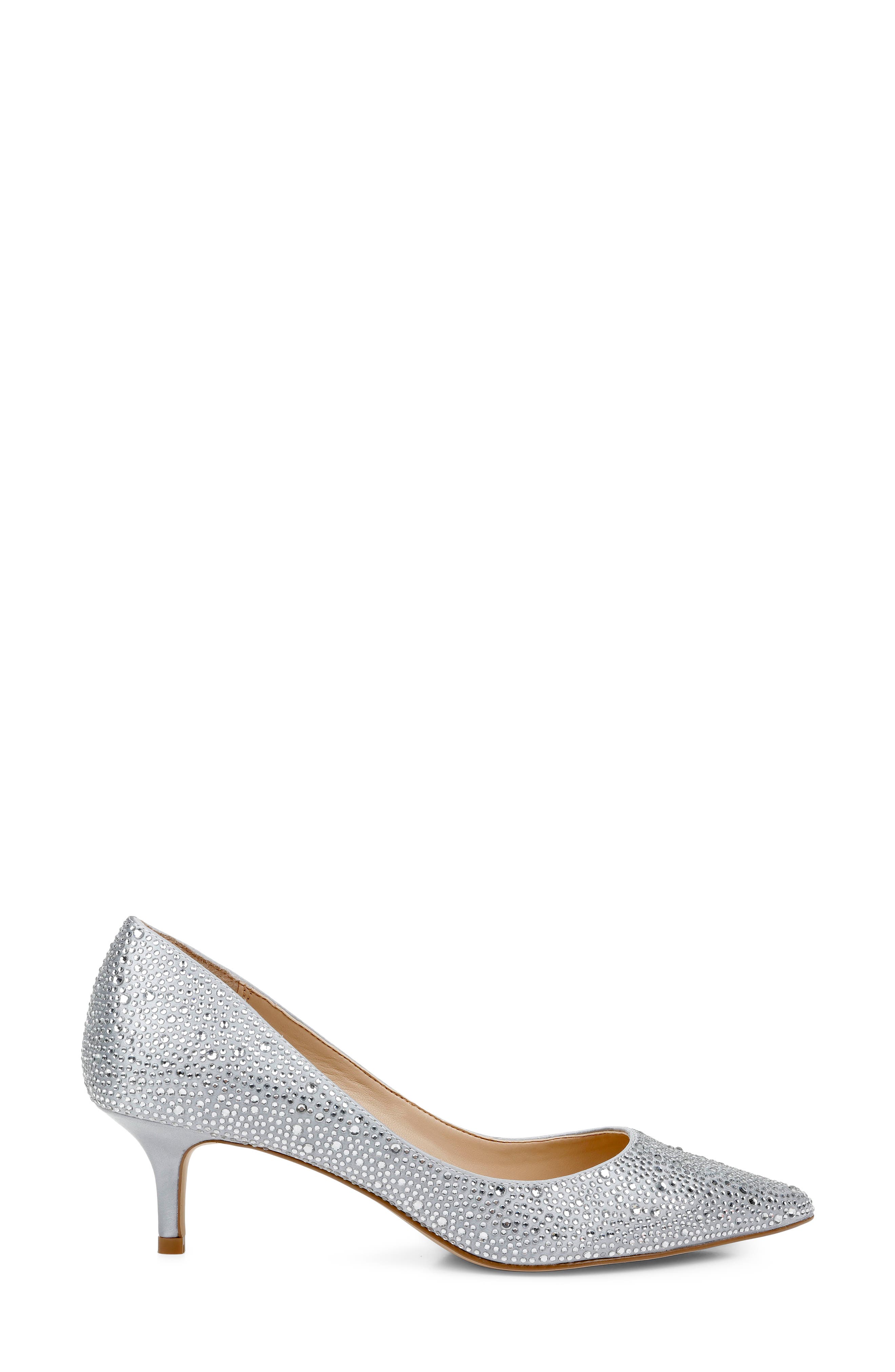 Frenchie Pointed Toe Pump, Alternate, color, SILVER SATIN