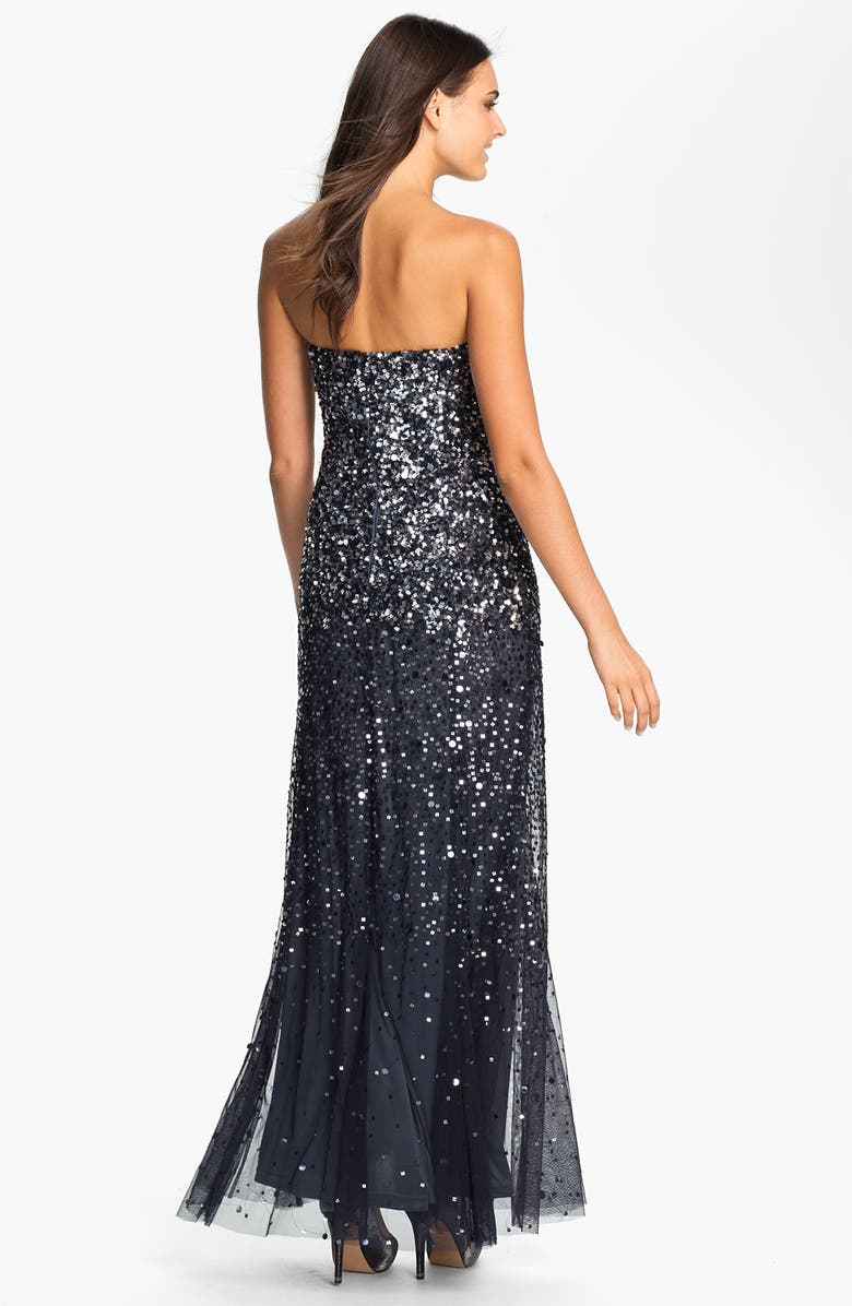 Adrianna Papell Sequined Strapless Mesh Gown, Alternate, color,