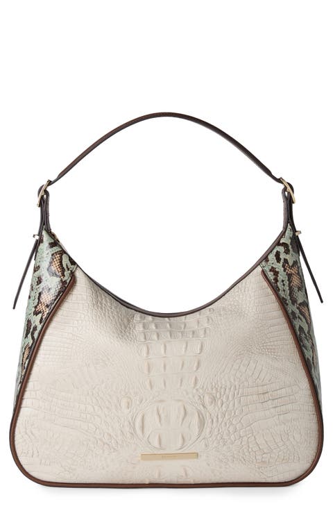 Edie Embossed Leather Shoulder Bag