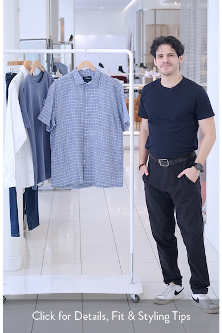 Croftview Check Short Sleeve Linen & Cotton Button-Up Shirt video