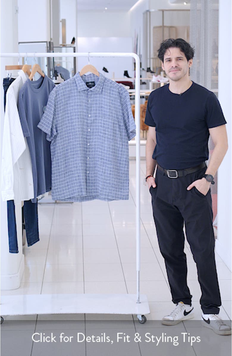 Croftview Check Short Sleeve Linen & Cotton Button-Up Shirt, sales video thumbnail