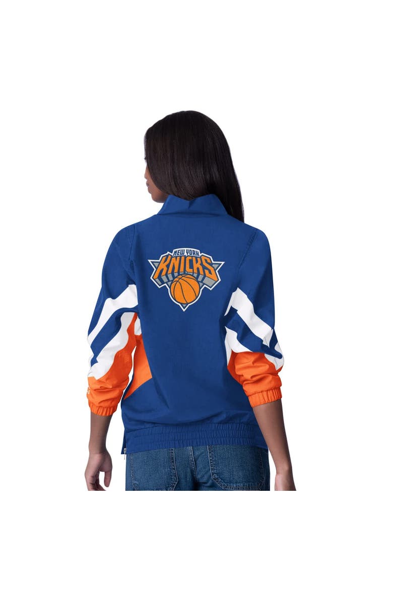 Women's Starter Blue New York Knicks Renegade Oxford Half-Zip Jacket, Alternate, color, Blue