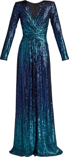 Tadashi Shoji Ombr Sequin Long Sleeve Gown | Nordstrom