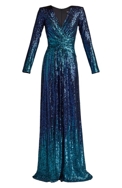 Tadashi Shoji Ansel Sequin Gown In Blue