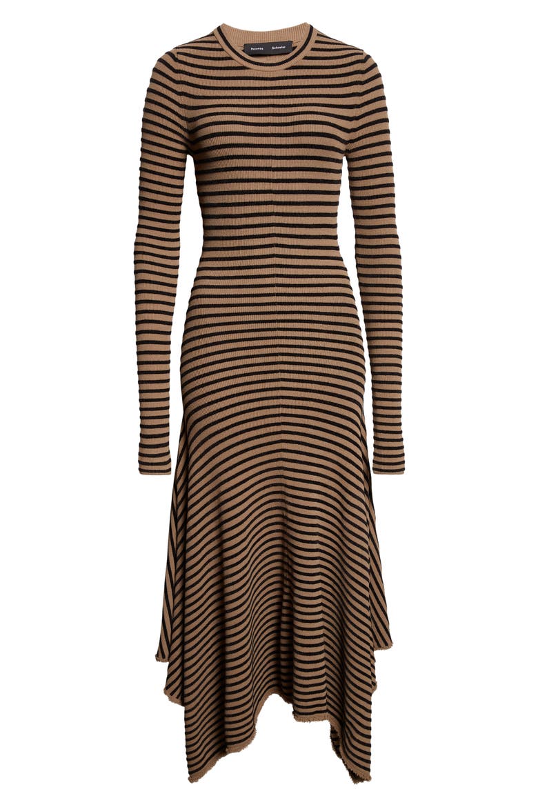 Didi Stripe Long Sleeve Dress, Alternate, color, KHAKI/ BLACK