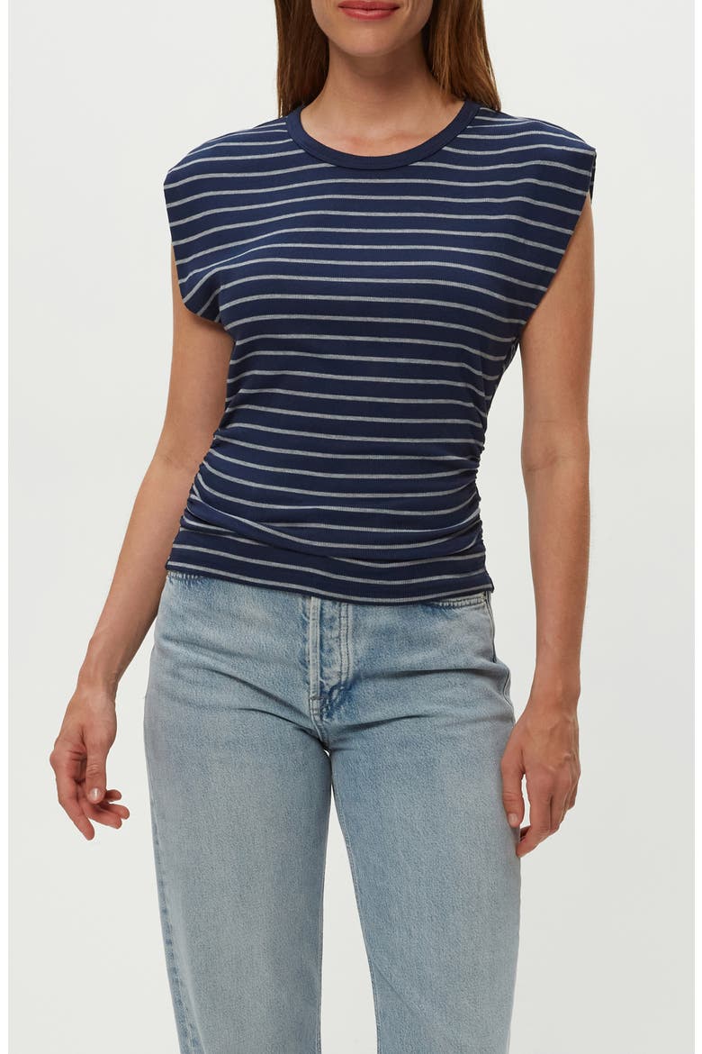 Joni Crewneck Power Shoulder T-Shirt, Main, color, NOCTURNAL/ HAG