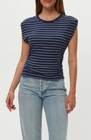Michael Stars Joni Crewneck Power Shoulder T-Shirt