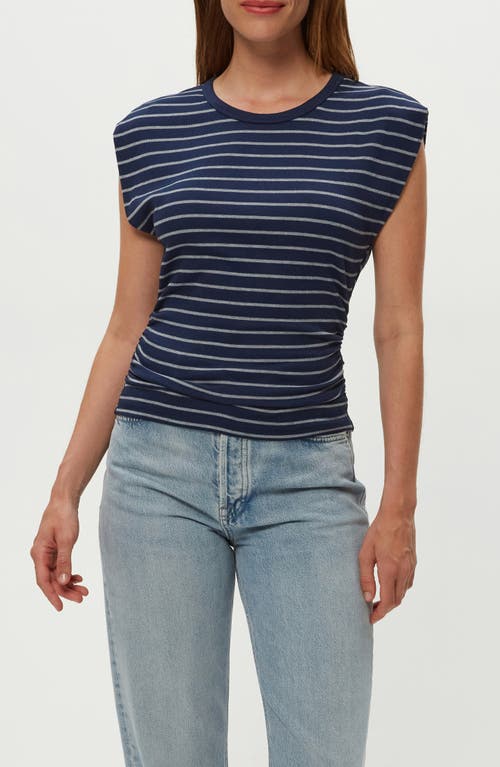 Michael Stars Joni Crewneck Power Shoulder T-shirt In Blue