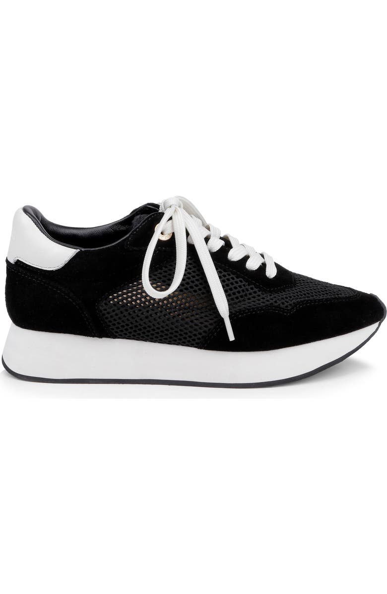 L'AGENCE Deepa Mixed Media Running Sneaker, Alternate, color, Black Suede