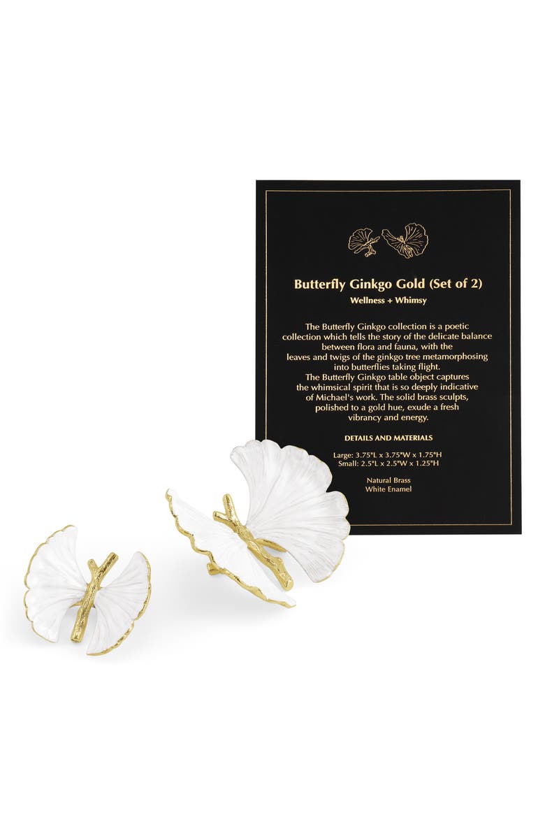 Michael Aram Set of 2 Butterfly Ginkgo Decor Sculptures, Alternate, color, White/ Gold