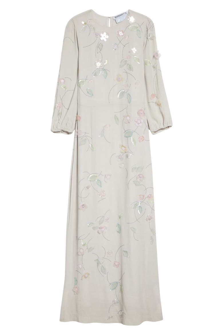 Berna Embroidered Crinkle Maxi Dress, Alternate, color, CLEMATIS EMBROIDERY ON PEARL