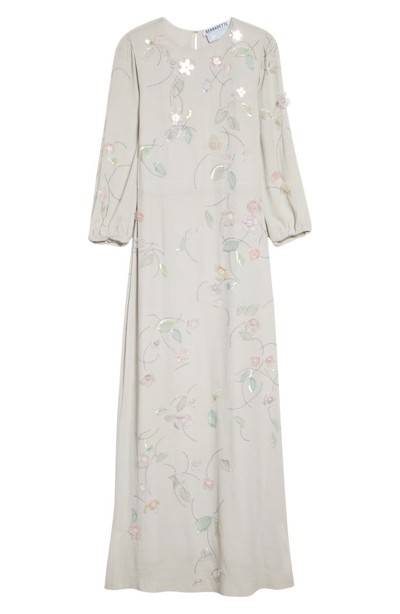 BERNADETTE Berna Embroidered Crinkle Maxi Dress, Alternate, color, Clematis Embroidery On Pearl