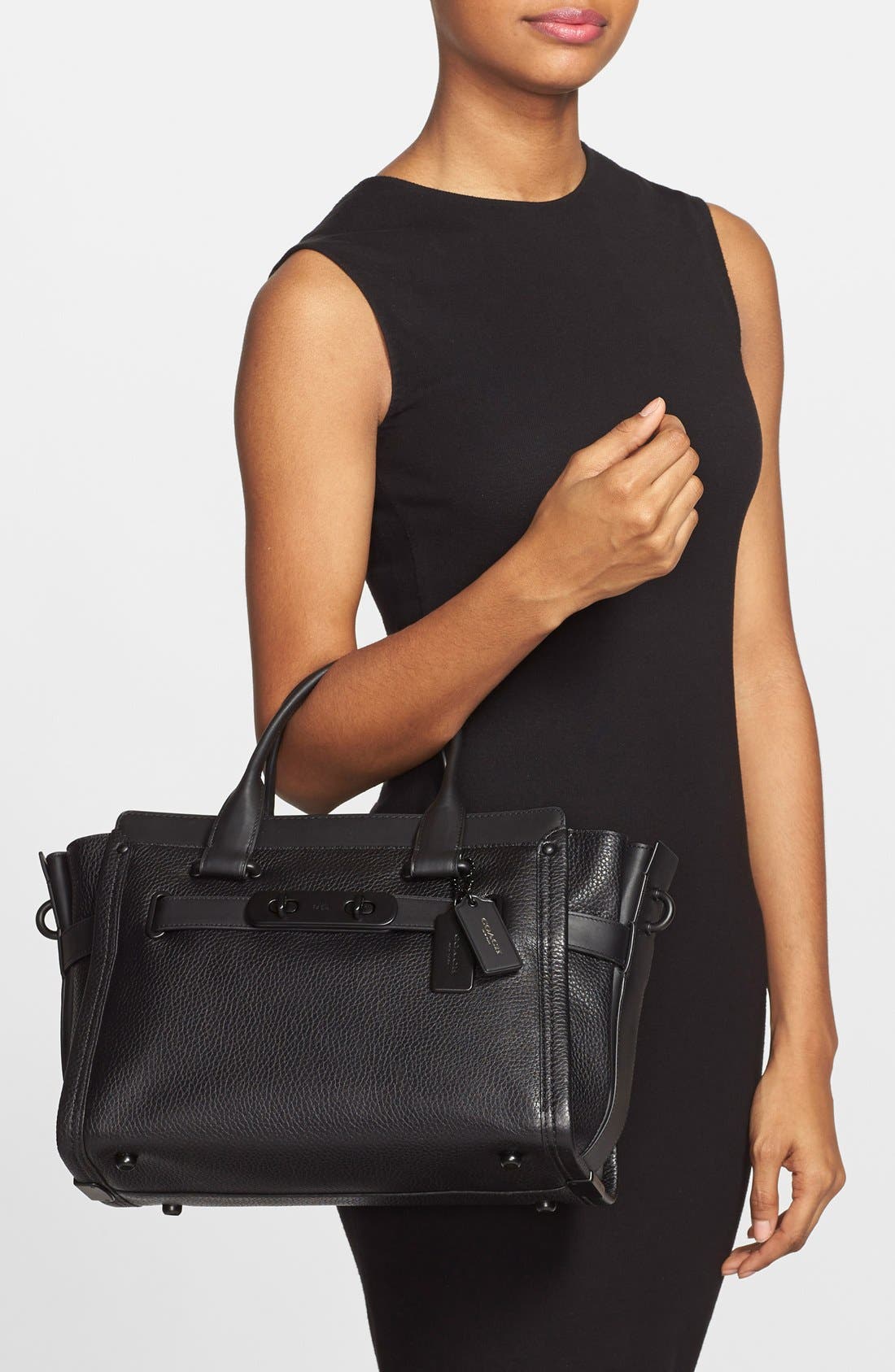 COACH 'Swagger' Pebble Leather Satchel, Alternate, color, 