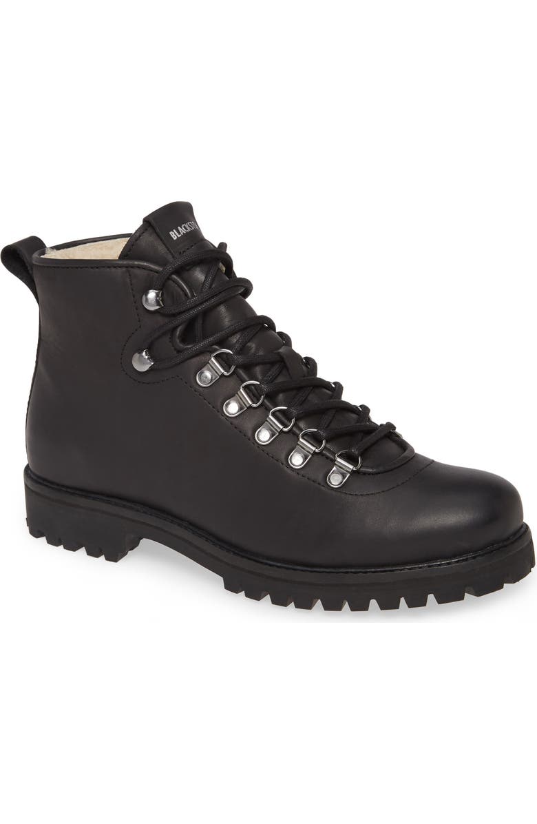 Blackstone SL81 Genuine Shearling Lined Hiking Boot, Main, color, Black Leather