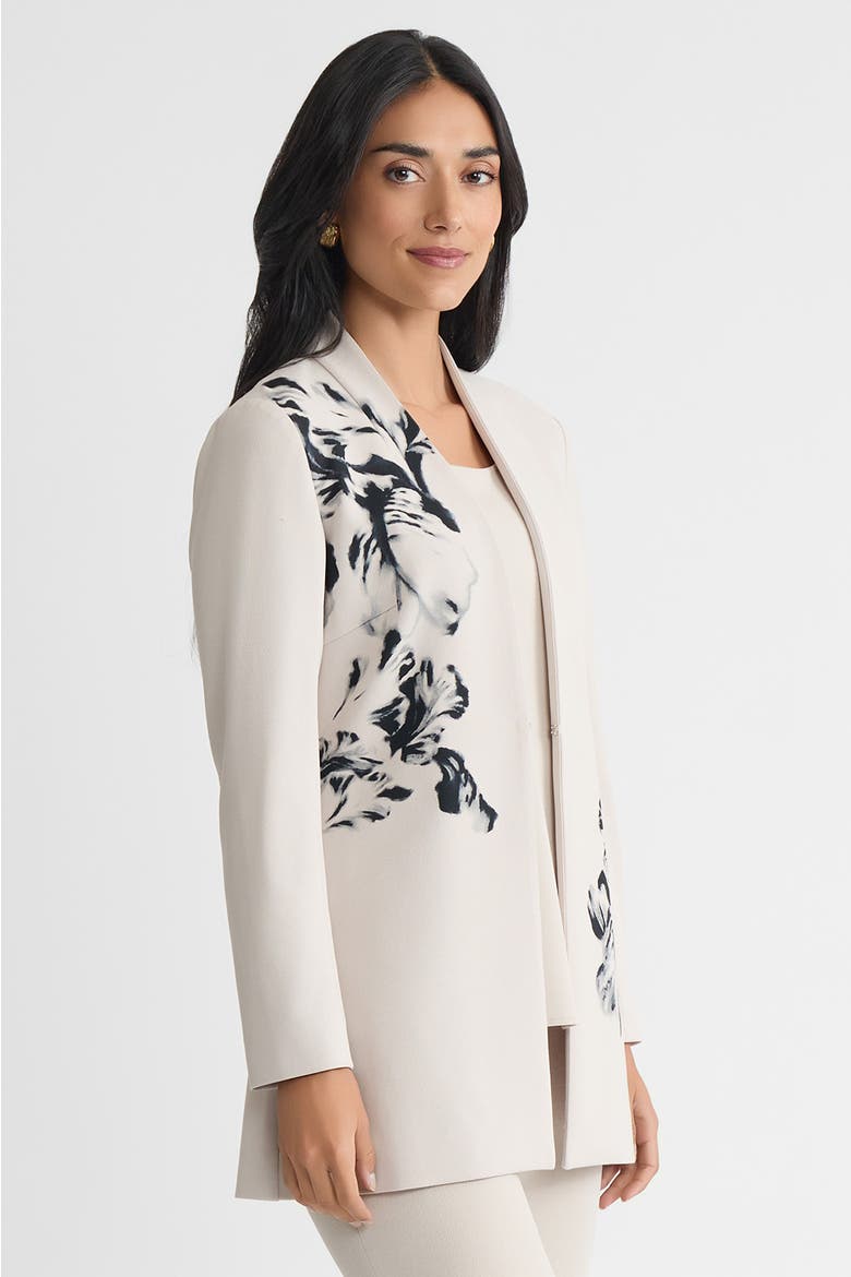 Floral Printed Stretch Deco Crepe Jacket, Alternate, color, Limestone/Black