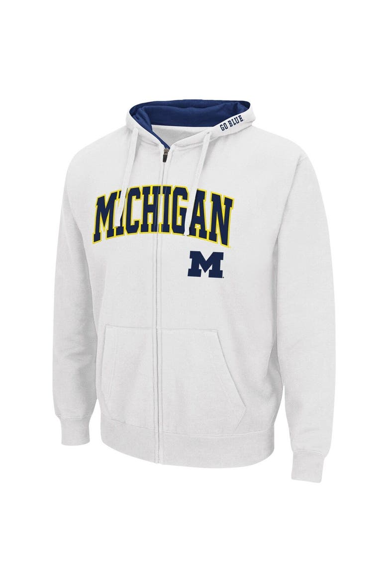 Men's Colosseum White Michigan Wolverines Arch & Logo 3.0 Full-Zip Hoodie, Alternate, color, White