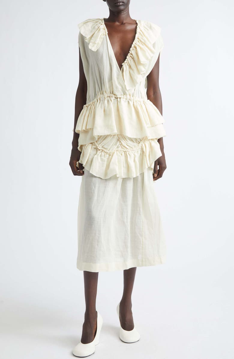 Dries Van Noten Shelby Ruffle Mousseline Convertible Skirt, Alternate, color, Ivory