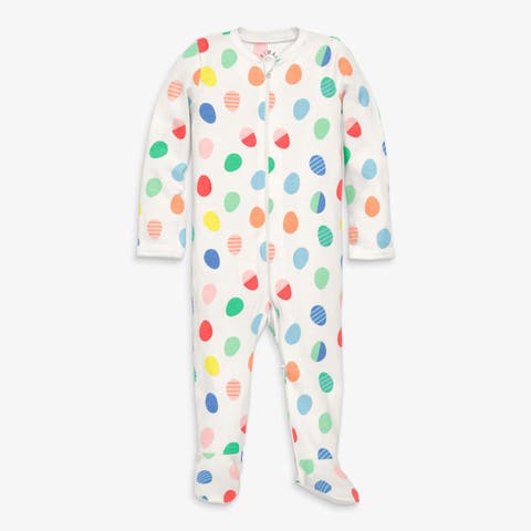 Baby Organic Zip Footie In Seasonal Prints