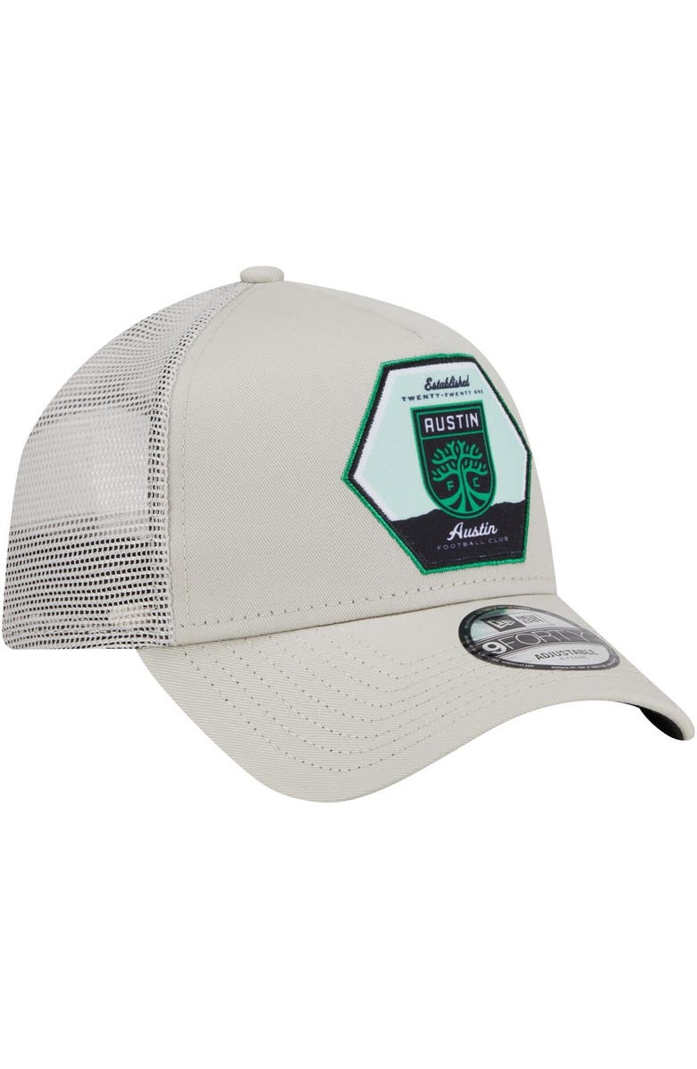 New Era Men's New Era Cream Austin FC Established Patch 9FORTY A-Frame Trucker Adjustable Hat, Alternate, color, Cream