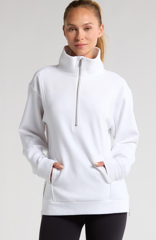 Zella Half Zip Fleece Ottoman Pullover In White